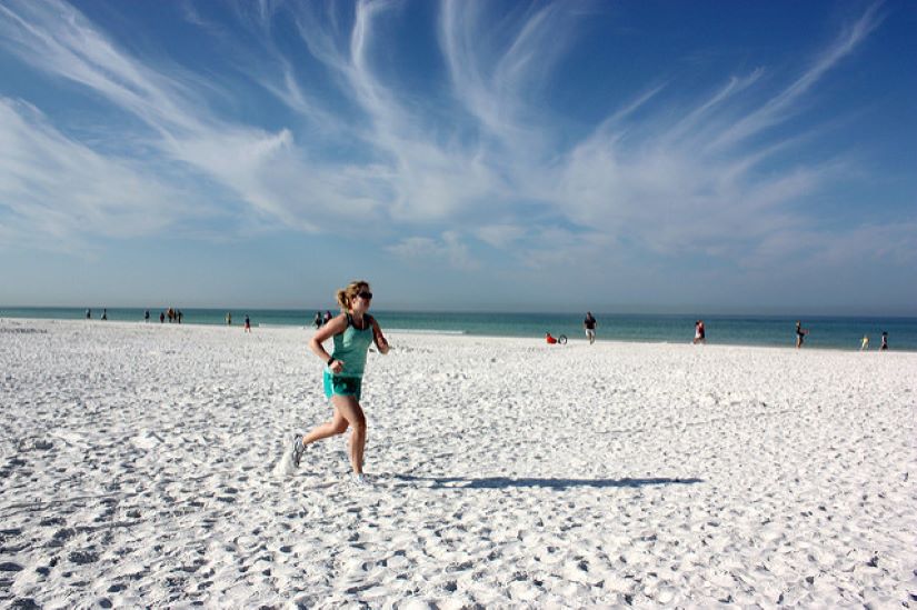Running on a Siesta Key Florida beach